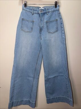 Zara Light Blue Wide-Leg High-Rise Jeans Size 26, L36, Inseam 26